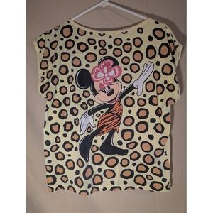 Vintage Disney Minnie Mouse T-Shirt Large Leopard Print Made in USA 90s